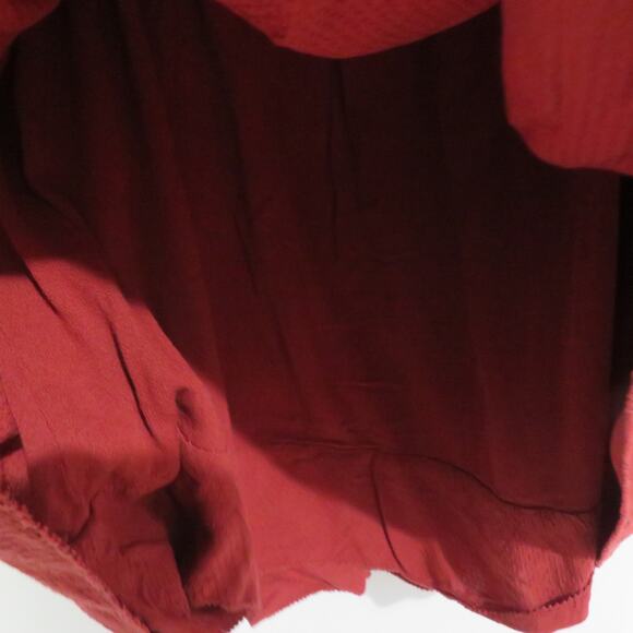 Sanctuary Womens Sz L Rusty Red Open Long Sleeve Flowy Blouse Off Shoulder - Picture 4 of 6